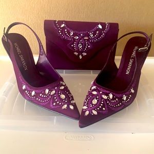 Jewel Purple Heels with free purse